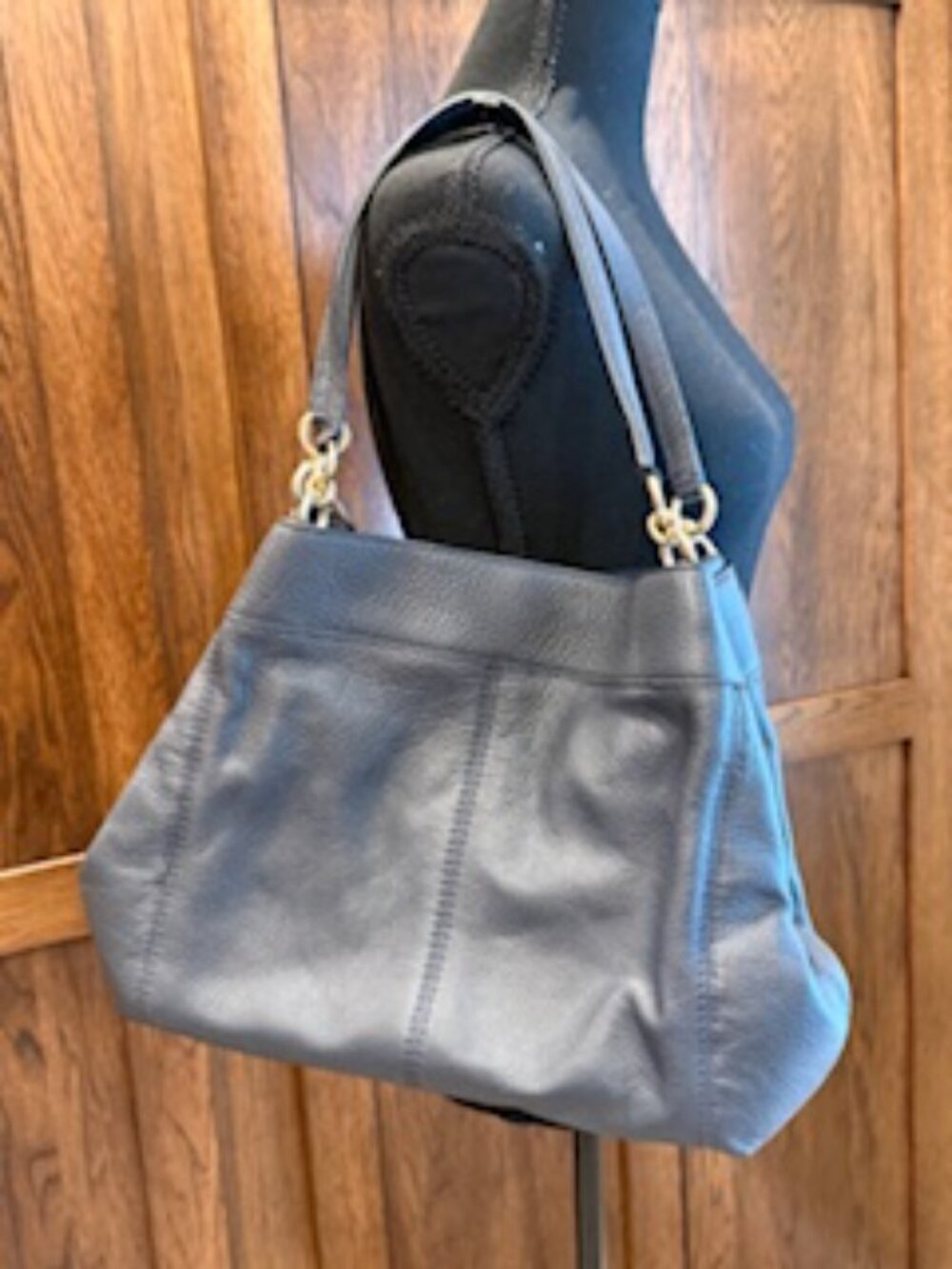 Coach Black Leather Hobo Shoulder Bag – 3 Compartments - Picture 3 of 5